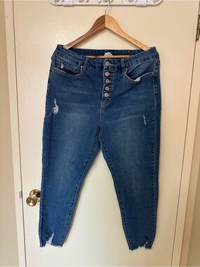 ❤️ Curve Royalty For Me Dark Blue Skinny Button-Fly Jeans